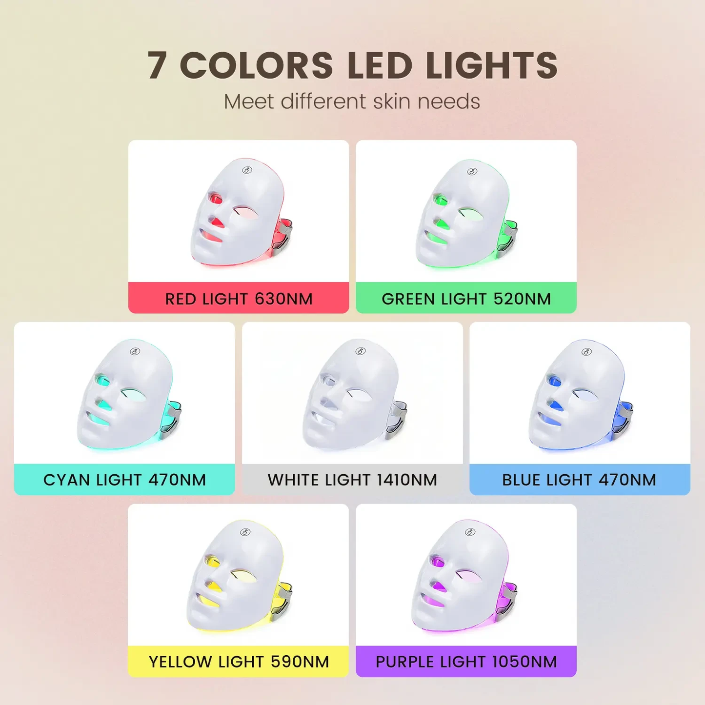 LED Photon Skin Rejuvenation Mask with Touch Screen and Seven Color Lights